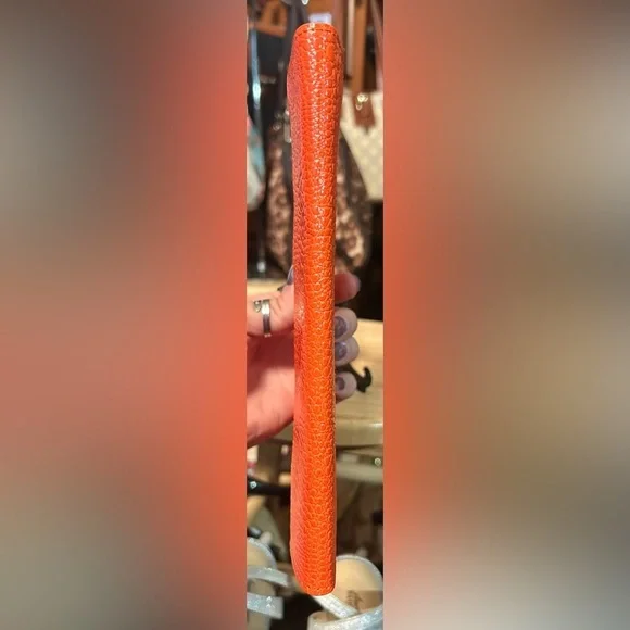 Tangerine Orange Vegan Leather & Velvet Jewelry Accessory Cosmo Wallet Pouch NEW - Picture 6 of 9